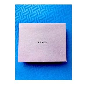 VTG Prada Wallet Size Box with Ribbons + Tissue Paper